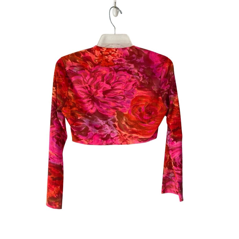 Vintage Vanity Fair 60s Groovy Psychedelic Pink Floral Crop Blouse size 10 - Picture 2 of 7